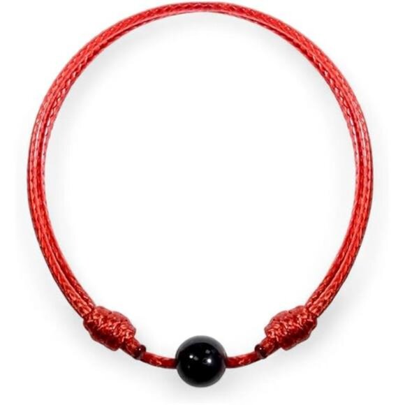 Luck Strings Black Tourmaline Red String Bracelet – Handmade Kabbalah Evil Eye - Picture 5 of 5